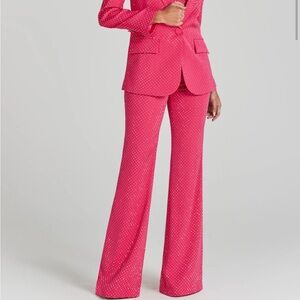 Nadine Merabi Kira  satin shimmering pants  with crystal embellishments